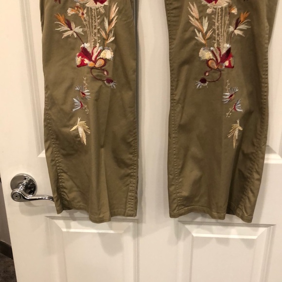 Cache Lux embroidered pants sz 6 khaki wide leg - Picture 9 of 10